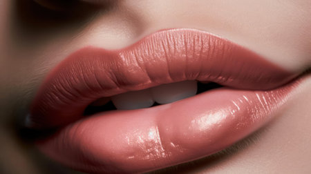 Soft supple lips with a hint of shine created with Generative AIの素材