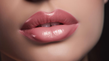 Shiny luscious lips with a light tint of pink created with Generative AIの素材