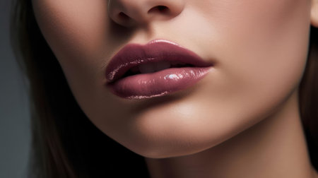 Perfectly defined lips with a natural mauve tint created with Generative AIの素材