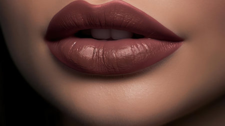Sensual luscious lips that have a pinkish brown hue created with Generative AIの素材