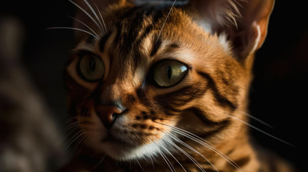 A close-up photo of a cat with its unique features intricate fur patterns and intense expression created with Generative AIの素材