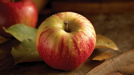 A crisp and tart honey crisp apple best enjoyed in the fall created with Generative AIの素材