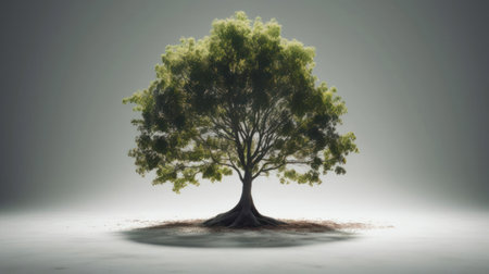 A depiction of a tree in minimalist form invoking images of nature and growth created with Generative AIの素材