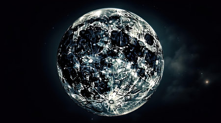 A full moon with a clear night sky and scattered stars around it created with Generative AIの素材