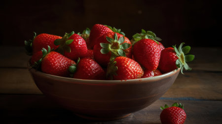 A plump and sweet strawberry perfect for dipping in chocolate or baking into pies created with Generative AIの素材