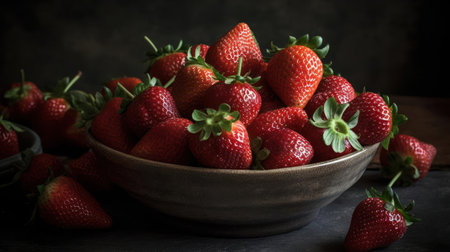 A plump and sweet strawberry perfect for dipping in chocolate or baking into pies created with Generative AIの素材