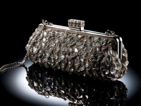 A shimmering crystal evening clutch created with Generative AIの素材