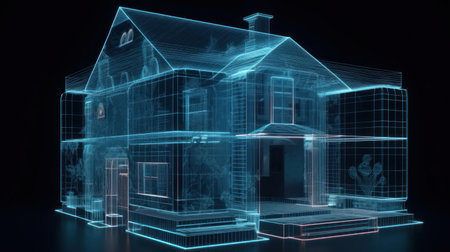 A virtual house indicating the protection of the digital space created with Generative AIの素材