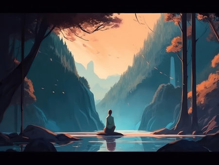 Calm and relaxing meditation scene created with Generative AIの素材