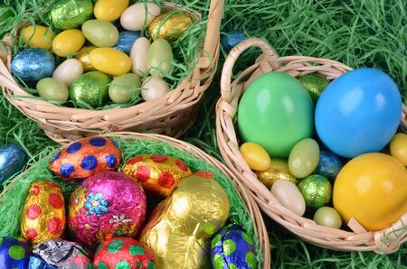Easter baskets on Easter grass