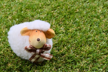 Easter sheep on grassの写真素材