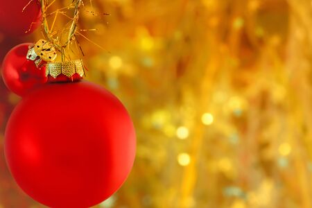 Two Christmas balls with free space.の写真素材