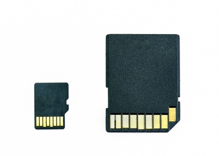 Backs of micro SD and standard SD memory cardsの写真素材