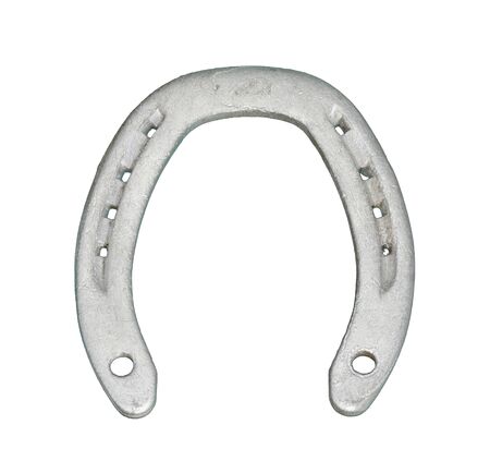Isolated silver horseshoe over whiteの写真素材