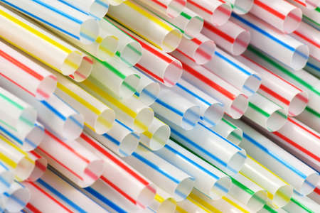 Many colorful drinking strawsの写真素材