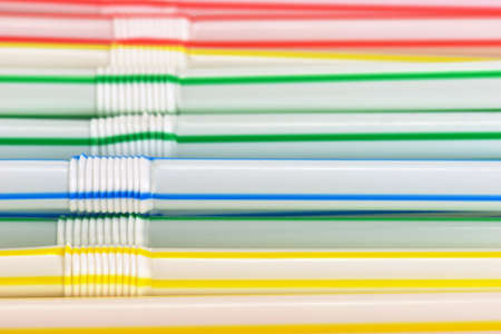 Many colorful drinking strawsの写真素材