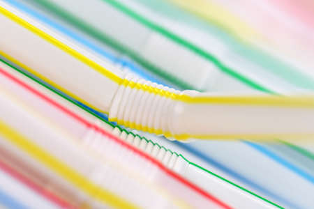 Many colorful drinking strawsの写真素材