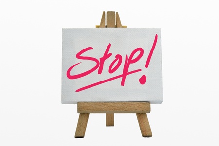 An easel with sign stopの写真素材