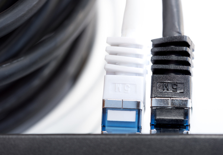 Network cables connected to a switch
