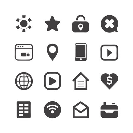 Icon set representing communication and digital technology servicesのイラスト素材