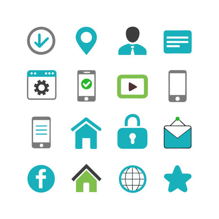 Collection of internet and mobile device related icon setのイラスト素材
