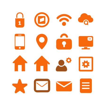 Collection of Orange Vector Icons for Web and Mobile Designのイラスト素材