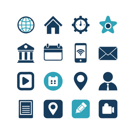 Collection of Flat Icons Representing Business and Communicationのイラスト素材