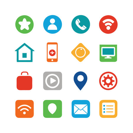 Colorful flat design icon set on a white backgroundのイラスト素材