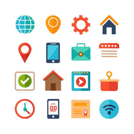 Flat Icon Set of Business and Technology Symbolsのイラスト素材