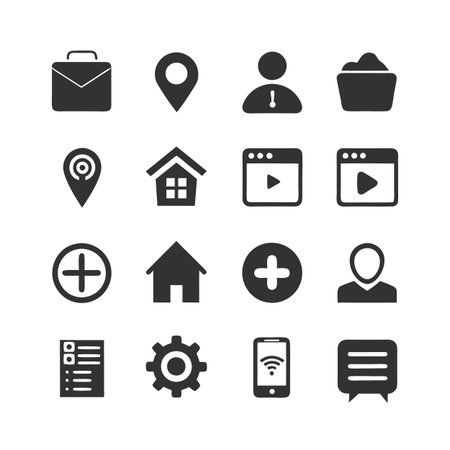 Collection of essential icons for navigation and communication purposesのイラスト素材
