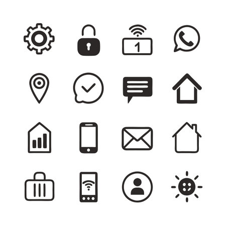 Set of Black and White Business and Technology Icons