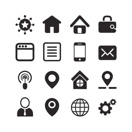 Collection of black and white vector icon symbolsのイラスト素材