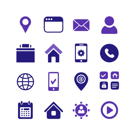 Collection of vibrant blue communication and interface vector icons