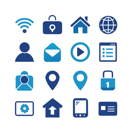 Diverse blue icon set for web and mobile appsのイラスト素材