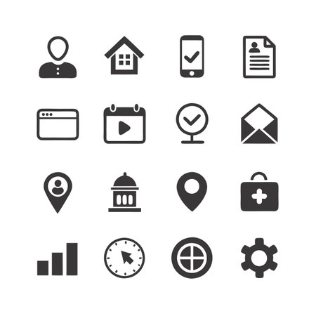 Collection of simple glyph icons for digital interface useのイラスト素材