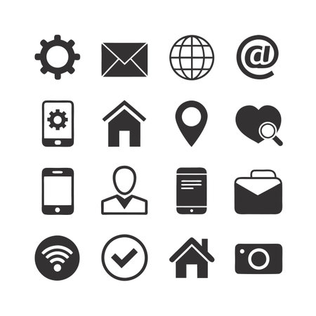 Collection of essential icons for digital communication and businessのイラスト素材