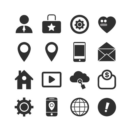 Set of communication technology and business icons black colorのイラスト素材
