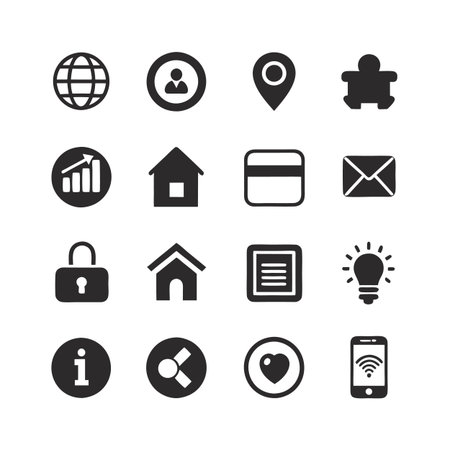 Collection of flat black and white vector interface iconsのイラスト素材