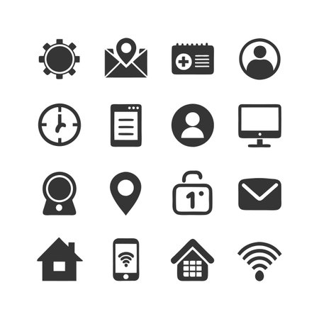 Set of black and white communication and network iconsのイラスト素材