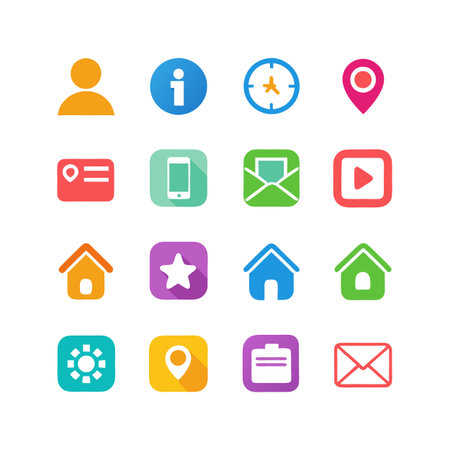 Collection of colorful flat design interface icons setのイラスト素材