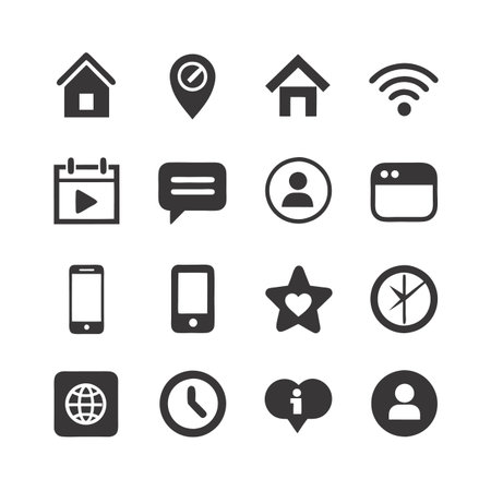 Simple black and white web icons for communicationのイラスト素材