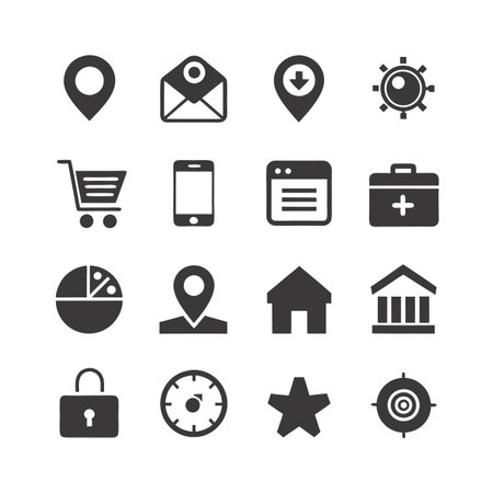Collection of assorted business and interface glyph iconsのイラスト素材