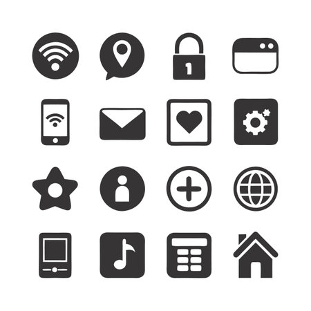 Collection of essential app icons for website or application