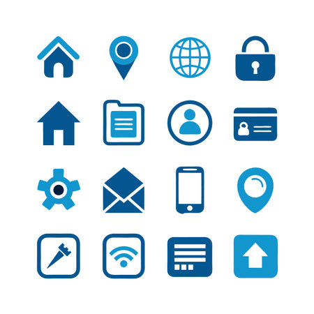 Assorted social media and web icon set in blue toneのイラスト素材