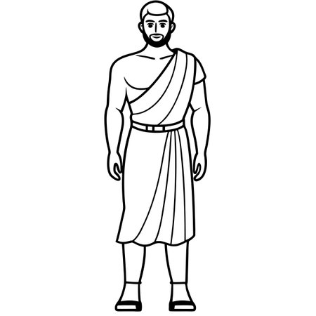 Outline illustration of ancient Greek man wearing a chitonのイラスト素材
