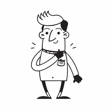 Cartoon doctor thinking pose for medical advertisement campaign