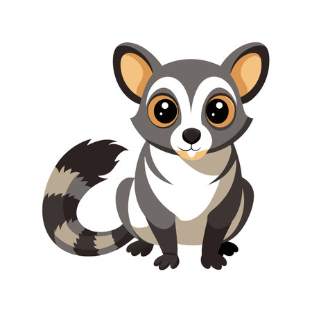 Cartoon Bush Baby Sitting, Cute Animal Vector Illustration