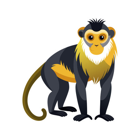 Standing Procolobus Verus Monkey Vector Graphic on White Background