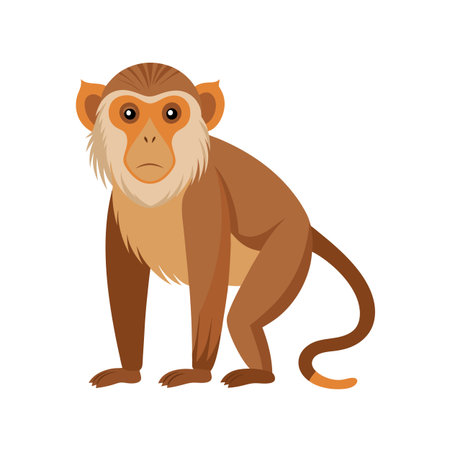 Flat illustration of a sad monkey, brown colors