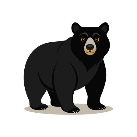A full-body illustration of a black bear with golden eyes